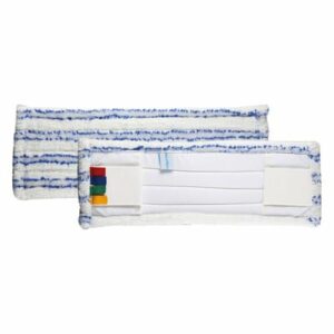 FRANGE MICROFIBRE BLANC/ BLEU A POCHE/LANGUETTE