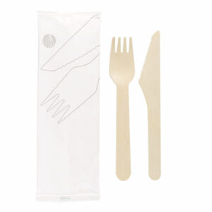 Set Fourchette, Couteau Bois sous sachets